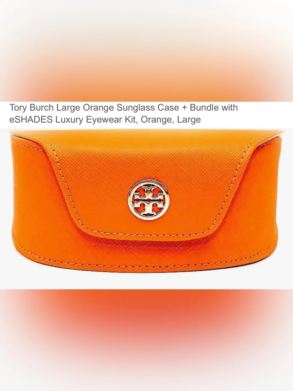 Tory Burch Orange Leather Logo Eyeglass Case